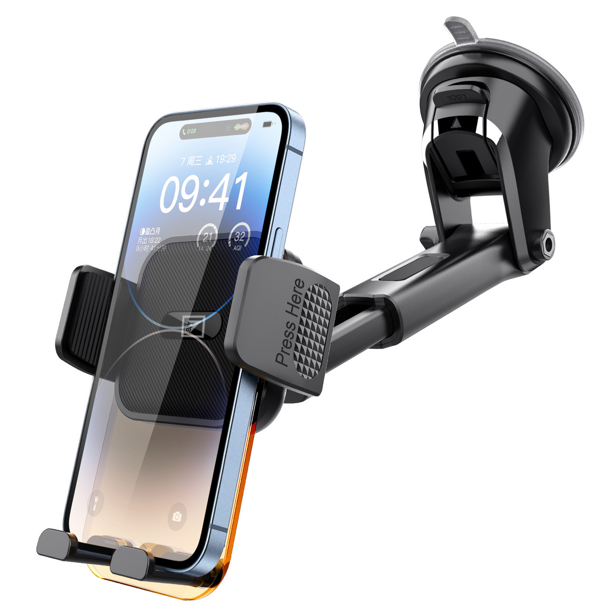ONE 7 Extend Grip Pro Car Phone Holder | Dashboard & Windshield Mount | 360° Rotation | One-Touch Release | Telescopic Arm