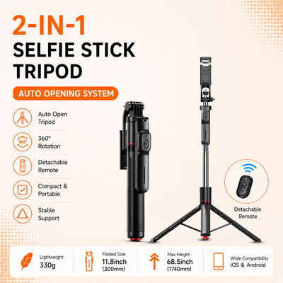 ONE 7 2-in-1 Auto Opening Selfie Stick Tripod