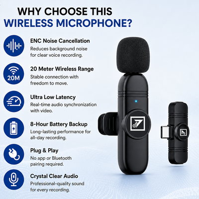 ONE 7 Dual Wireless Clip-On Microphone with ENC