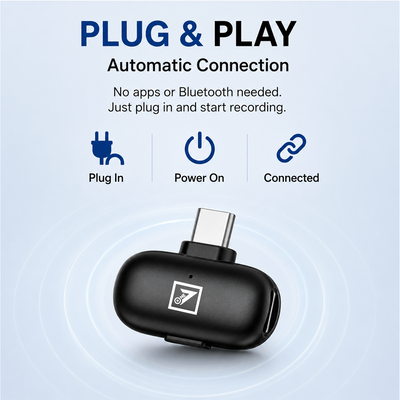 ONE 7 Wireless Lavalier Microphone with 360° Sound Pickup & 12H Battery