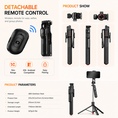 ONE 7 2-in-1 Auto Opening Selfie Stick Tripod