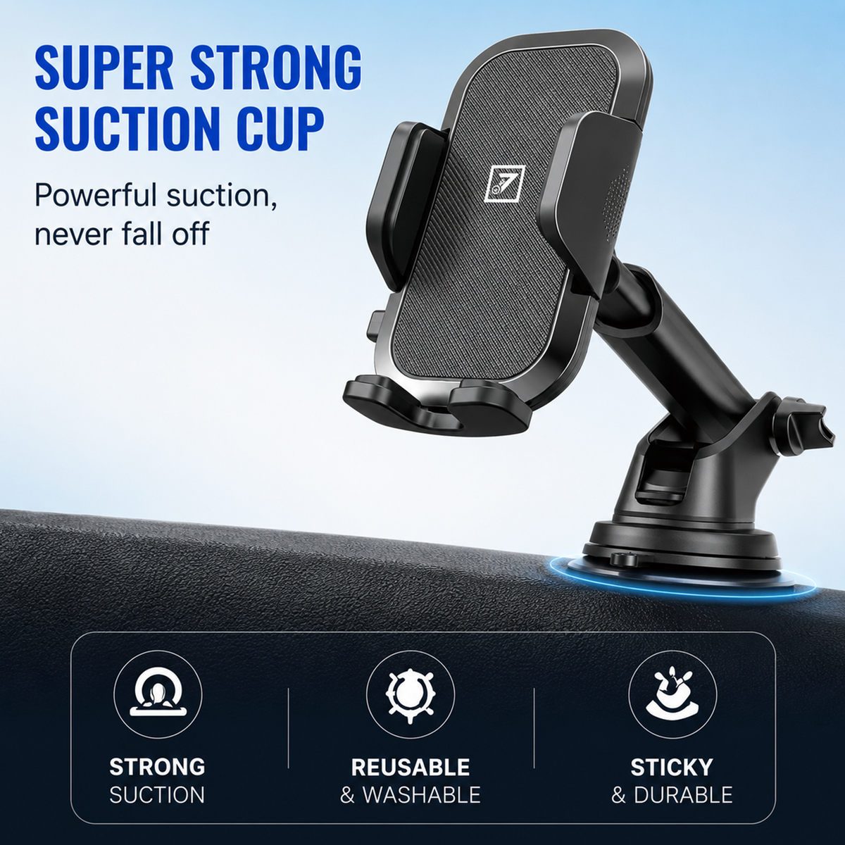 ONE 7 Car Phone Holder with Strong Suction Cup