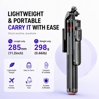 ONE7 Auto Open Selfie Stick Tripod with Bluetooth Remote